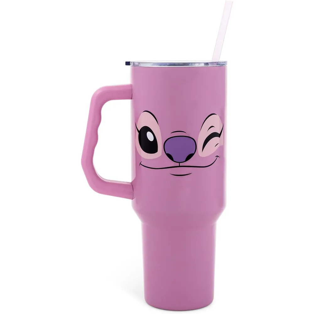 Disney | Vaso de viaje de acero inoxidable con asa con diseño de Lilo & Stitch | Ángela
