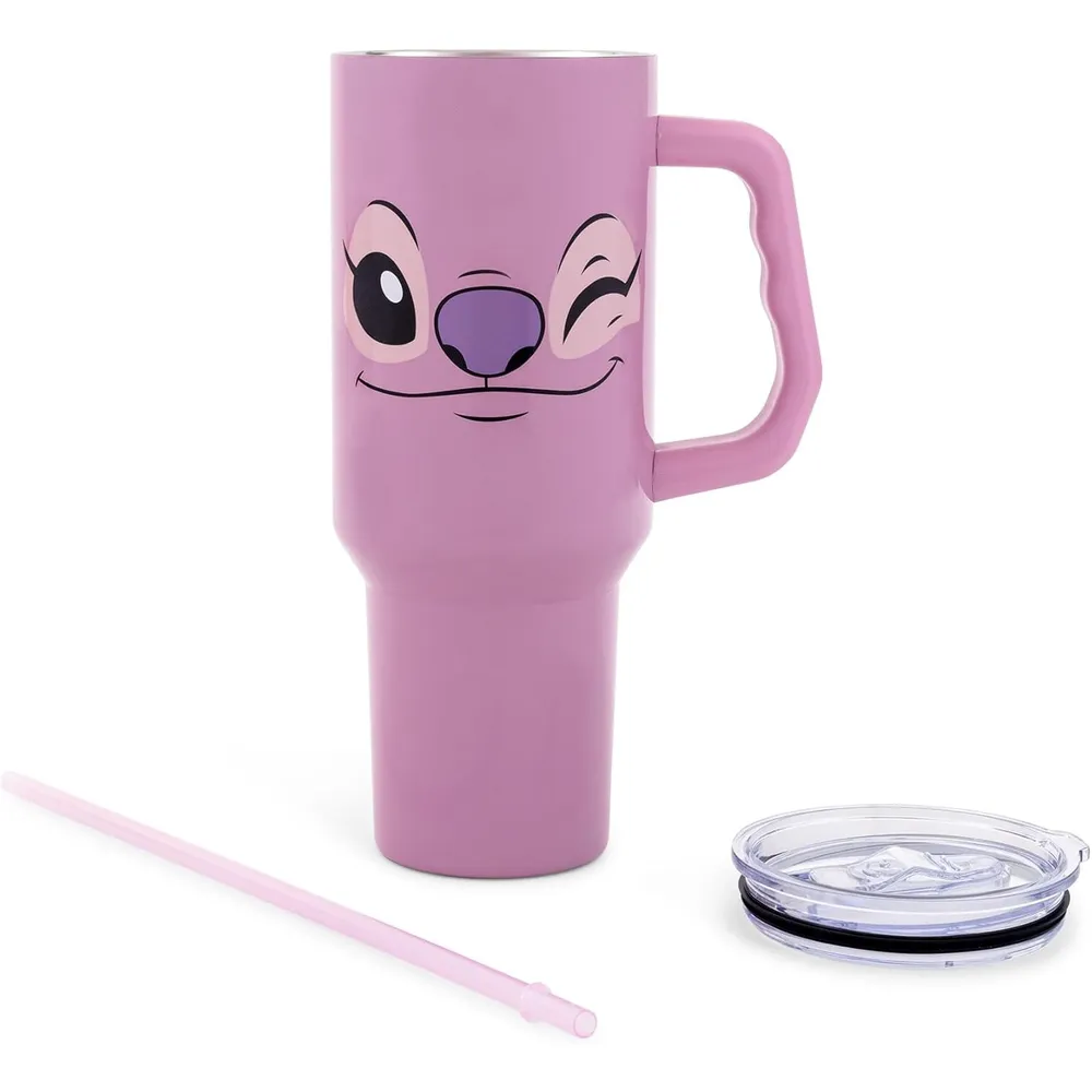 Disney | Vaso de viaje de acero inoxidable con asa con diseño de Lilo & Stitch | Ángela