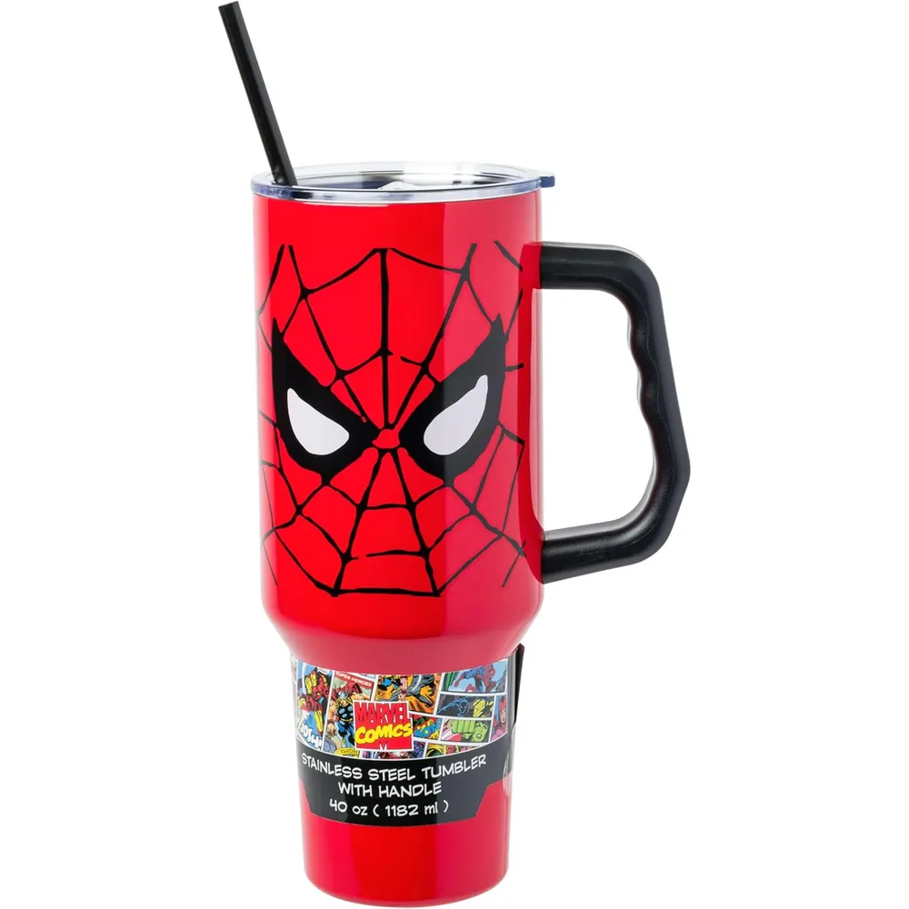 Disney | Vaso de acero inóxidable con asa y pajita de 40 OZ | Spiderman Rojo