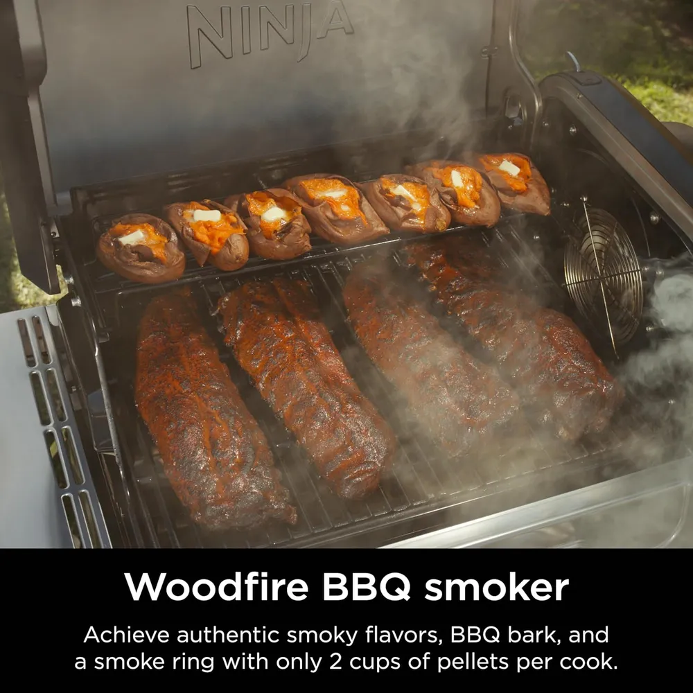 NINJA FLEXFLAME PG301 PARRILLA Y AHUMADOR 2 EN 1, CON PLANCHA | ACERO INOXIDABLE