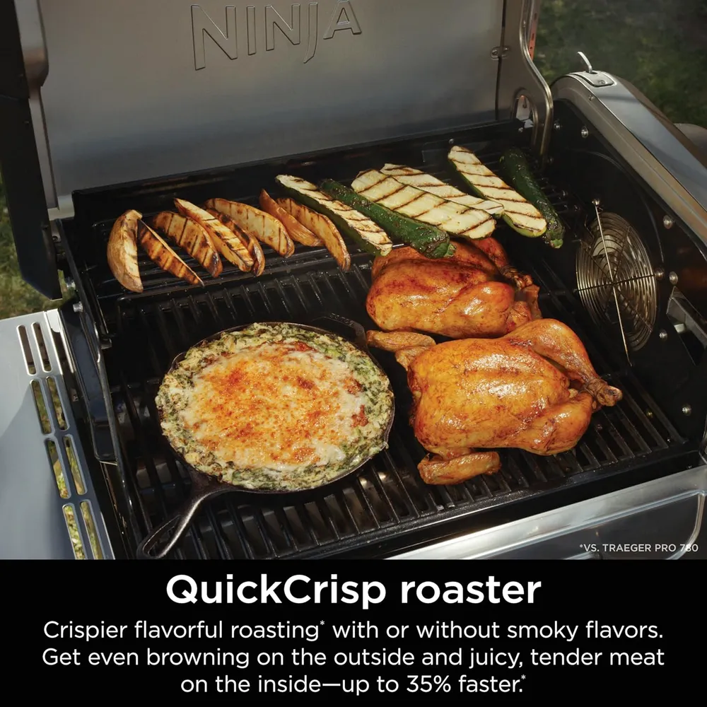 NINJA FLEXFLAME PG301 PARRILLA Y AHUMADOR 2 EN 1, CON PLANCHA | ACERO INOXIDABLE