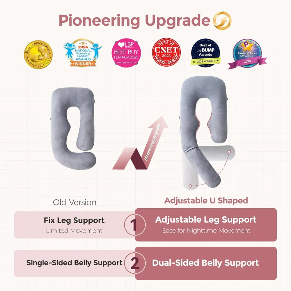 Momcozy | Almohada U Pro de Embarazo con Soporte Ajustable