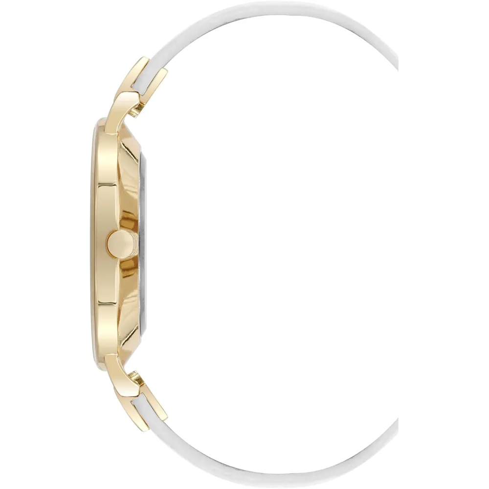 Nine West NW-2044FLBY reloj con esfera decorada y correa lisa para mujer | 38 mm - Blanco/Dorado
