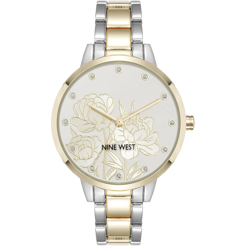 Nine West NW/2098CHGB reloj para dama | 36 mm - Plata Brillante/Oro Pálido