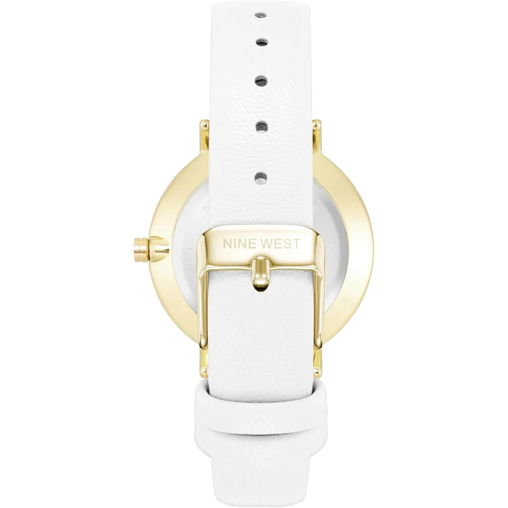 Nine West NW/2346GPGN reloj para dama con correa clásica | 36 mm - Blanco/Dorado