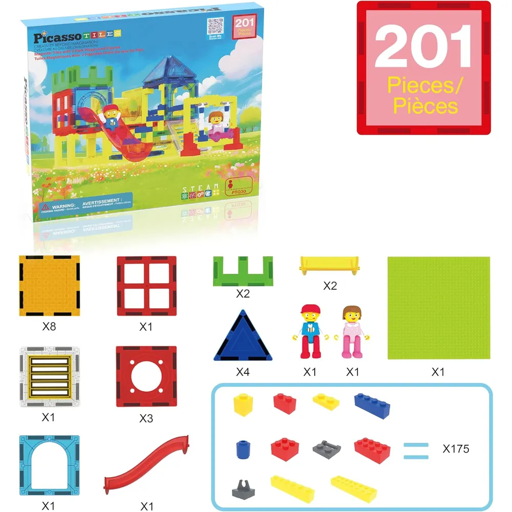 BLOQUES MAGNÉTICOS PARQUE CON TOBOGÁN PTQ30 PICASSOTILES