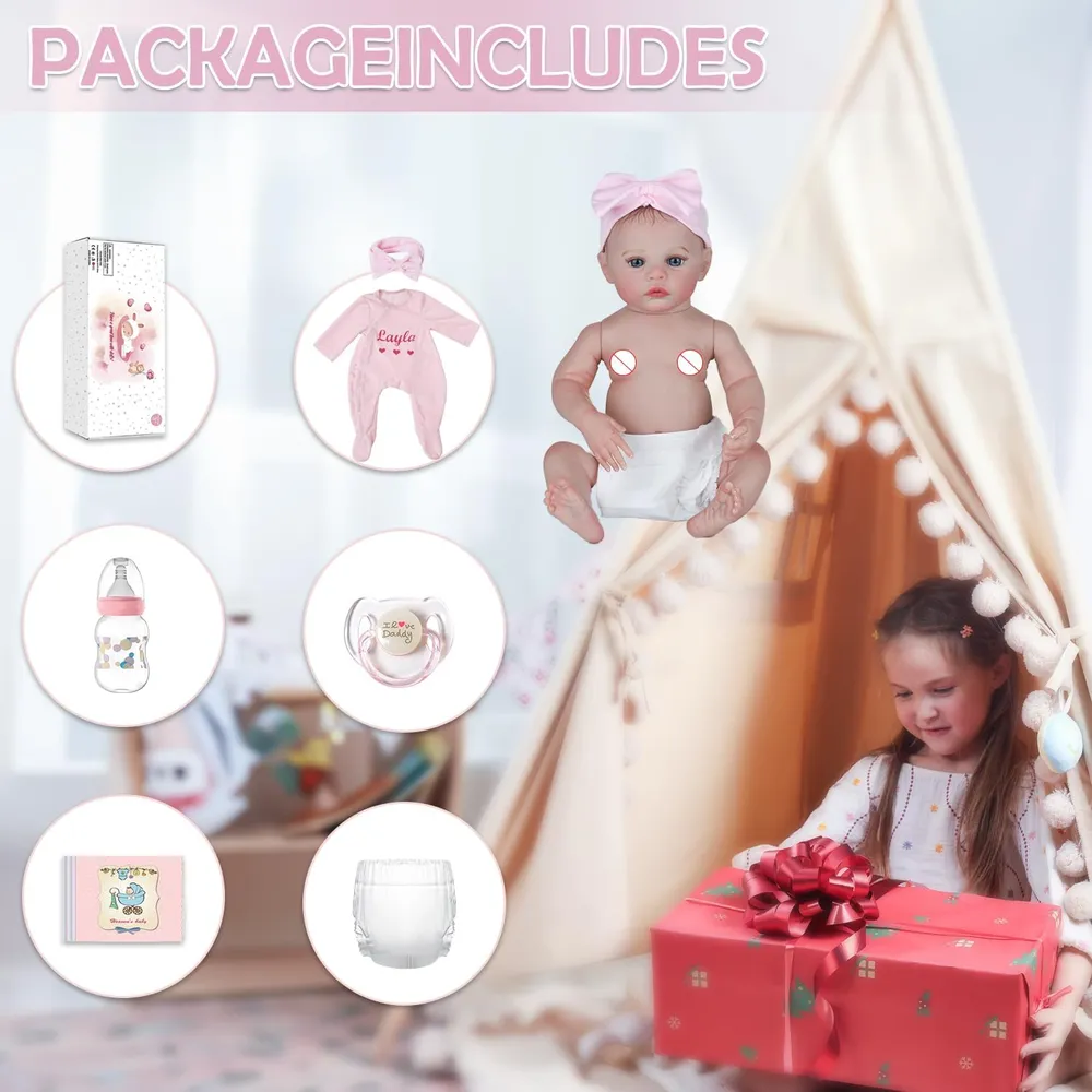 Bebé Reborn Realista Muñeca 18" / 46 cm con Ojos Abiertos y Accesorios