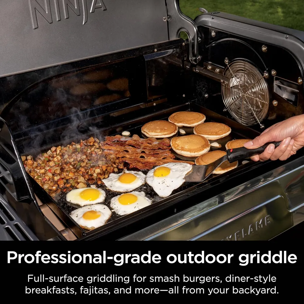 NINJA FLEXFLAME FULL GRIDDLE, ACERO CARBONO, DRENAJE GRASA | PLATEADA