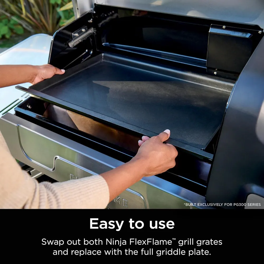NINJA FLEXFLAME FULL GRIDDLE, ACERO CARBONO, DRENAJE GRASA | PLATEADA