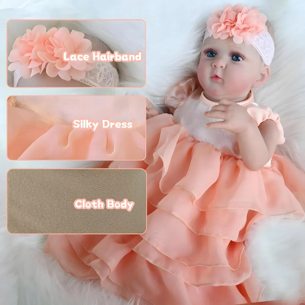 Bebé Reborn Realista Muñeca 17" / 43 cm de Vinilo Suave con Accesorios