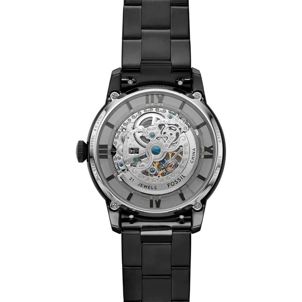 Fossil reloj automático Townsman para hombre, con diseño esqueleto | Negro