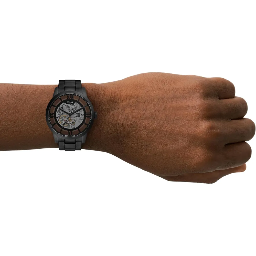 Fossil reloj automático Townsman para hombre, con diseño esqueleto | Negro