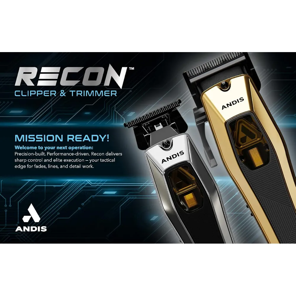 CORTADORA DE CABELLO ANDIS RECON 562446 PROFESIONAL INALÁMBRICA | NEGRO/DORADO