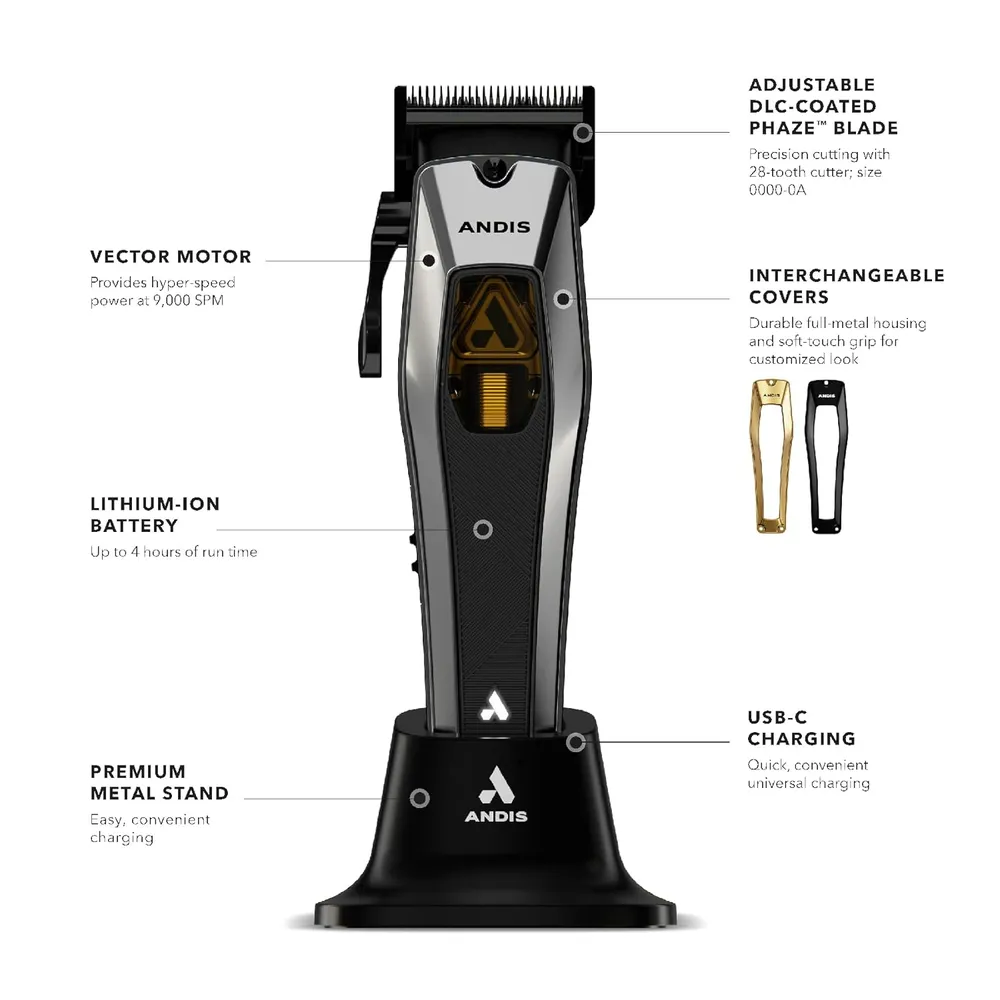CORTADORA DE CABELLO ANDIS RECON 562446 PROFESIONAL INALÁMBRICA | NEGRO/DORADO