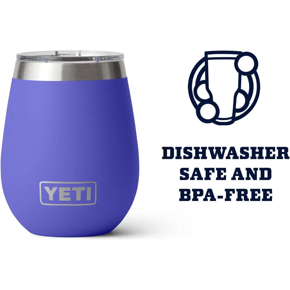 YETI Rambler Vaso de vino de 10 oz de acero inoxidable con tapa MagSlider color violeta