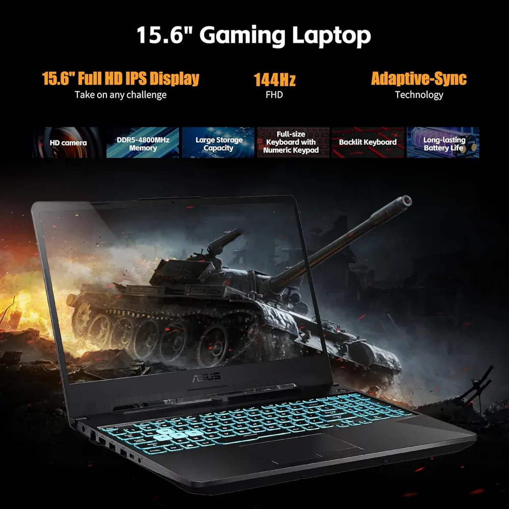 ASUS TUF A15 Laptop Gaming 15.6" Ryzen 7 RTX 3050 64GB 1TB SSD | Negro (TECLADO INGLES)