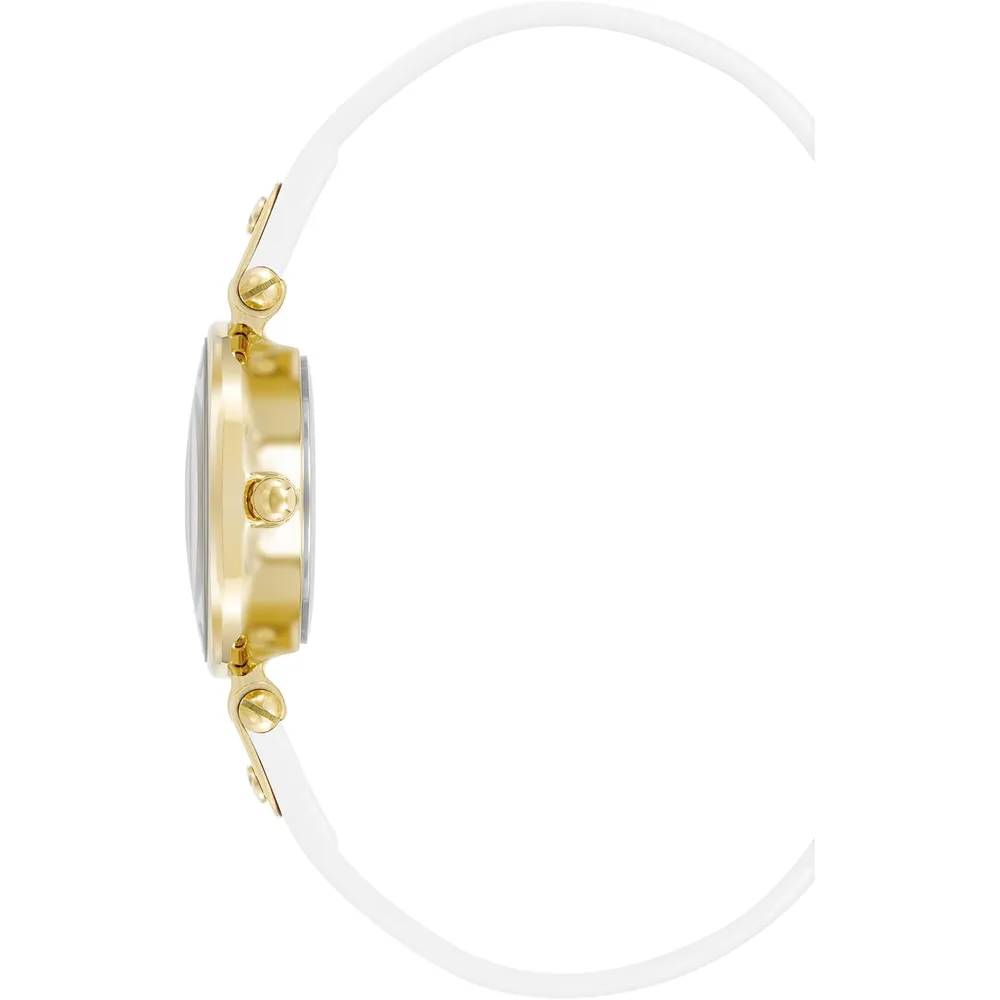 Anne Klein 109442CHHY reloj para mujer con correa de cuero | 45 mm - Blanco/Dorado