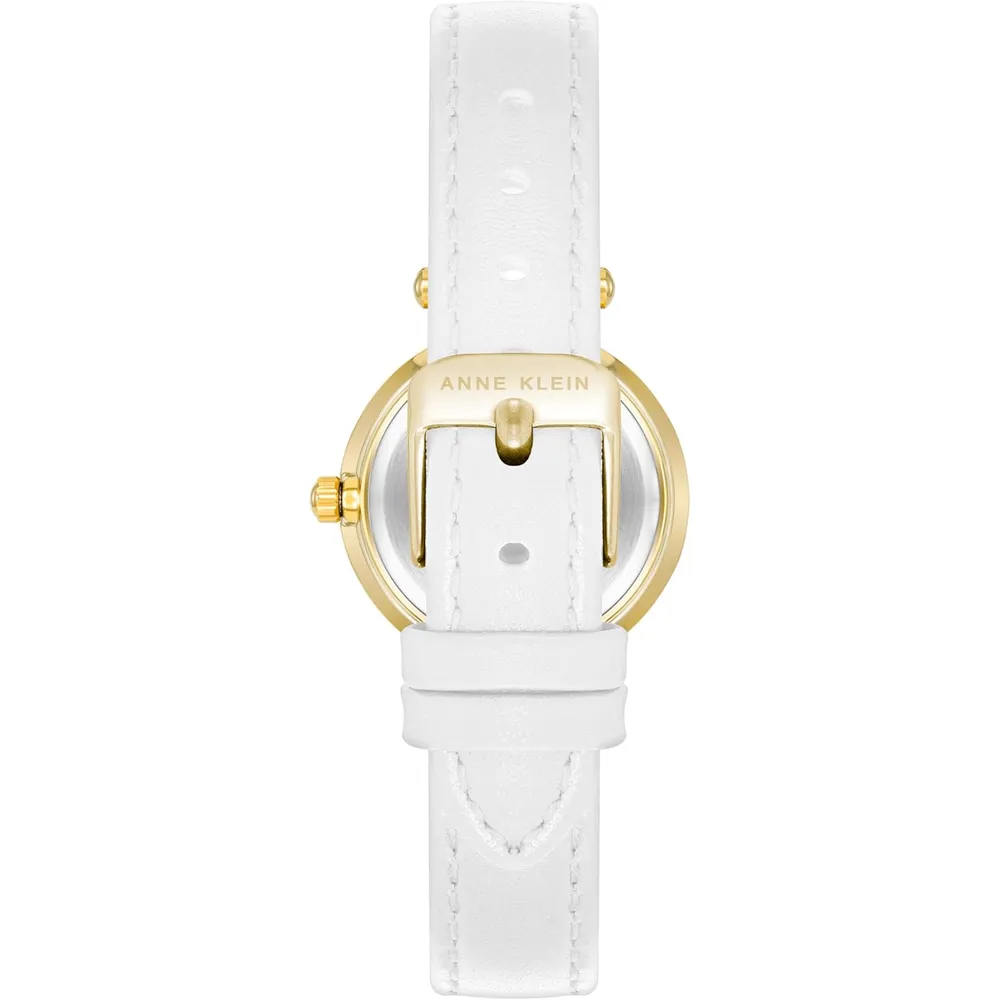 Anne Klein 109442CHHY reloj para mujer con correa de cuero | 45 mm - Blanco/Dorado