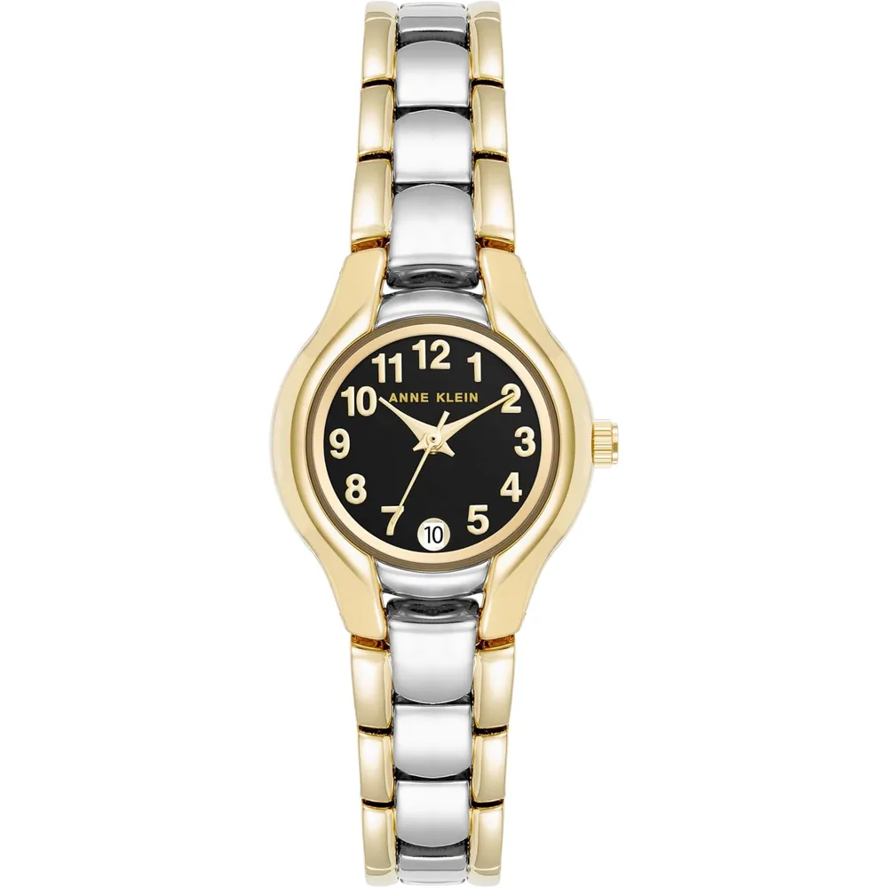 Anne Klein reloj femenino con indicador de fecha | 24 mm - Negro/Oro/Plata