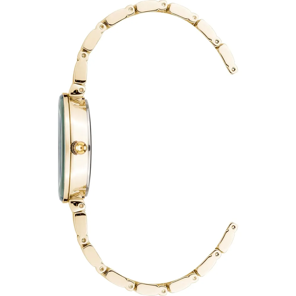 Anne Klein AK/2434EMGB reloj con diamante verdadero y pulsera para mujer | 28 mm - Verde/Dorado