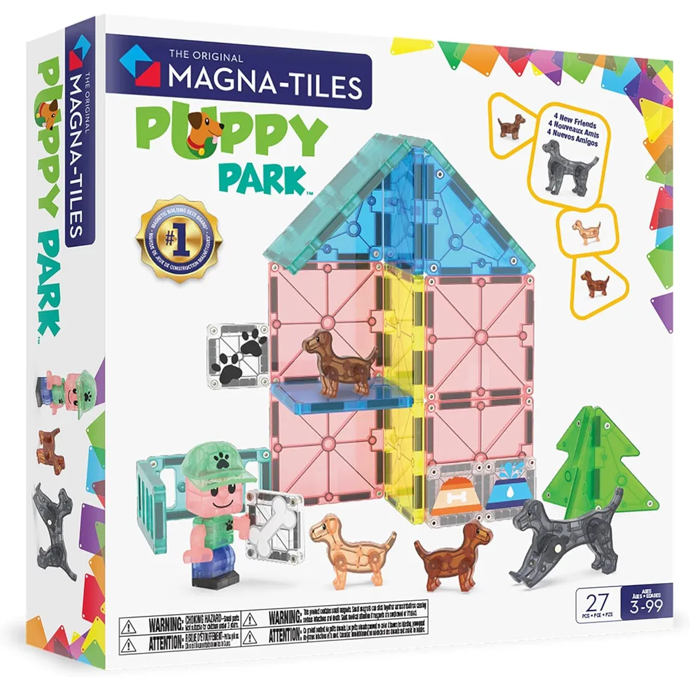 MAGNA-TILES - Puppy park 27-piezas set de construcción magnético