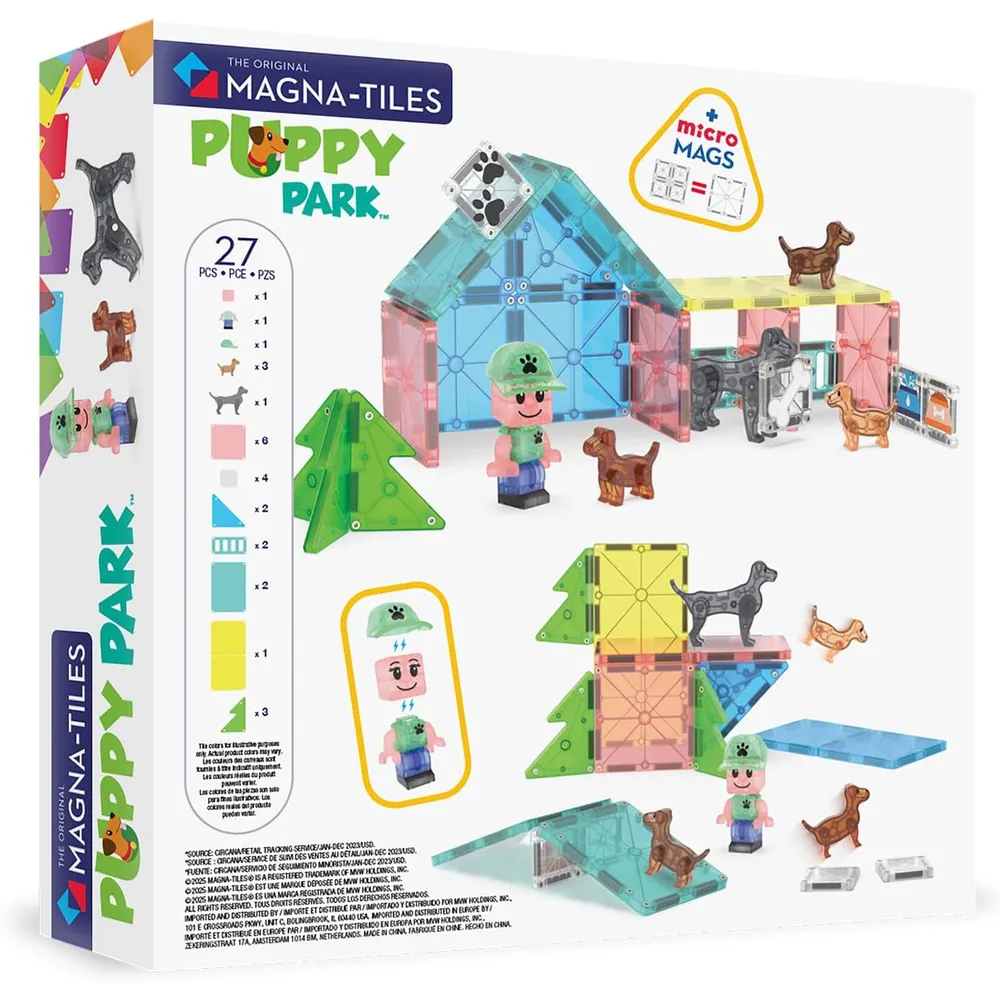 MAGNA-TILES - Puppy park 27-piezas set de construcción magnético