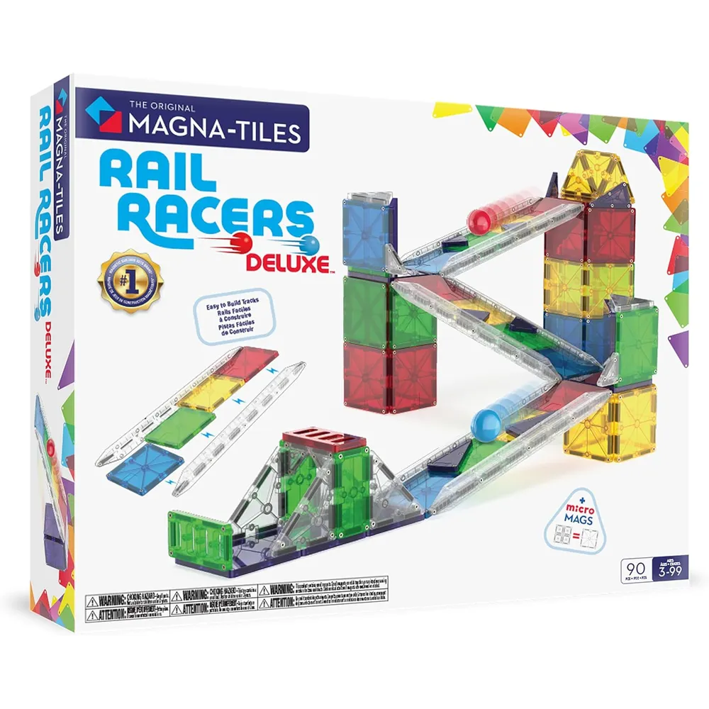 MAGNA-TILES - Rail racers deluxe 90-piezas set de construcción magnético