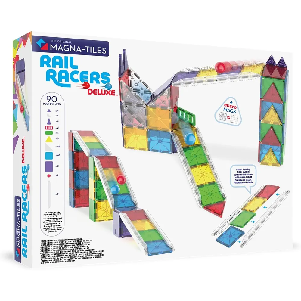 MAGNA-TILES - Rail racers deluxe 90-piezas set de construcción magnético
