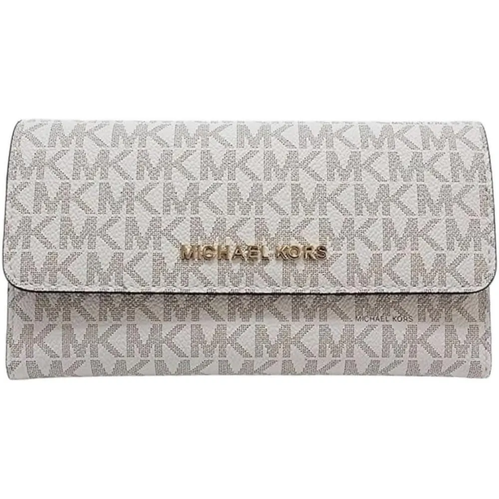 Michael Kors | Billetera Jet Set Trifold de Cuero Grande (Vanilla)