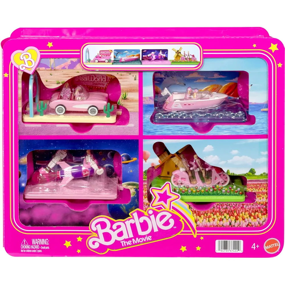 BARBIE MINI BARBIELAND 8 MUÑECAS Y 4 VEHÍCULOS