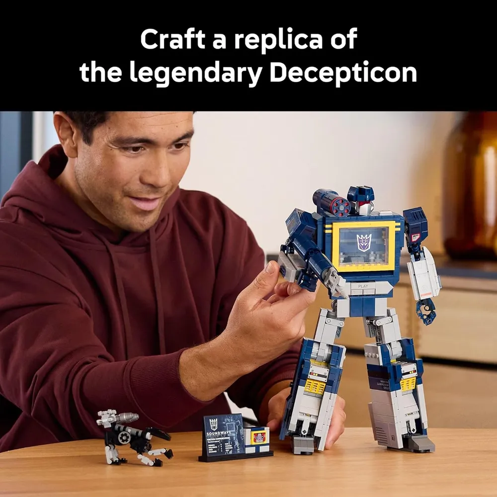 LEGO ICONS TRANSFORMERS SOUNDWAVE CON RAVAGE Y LASERBEAK