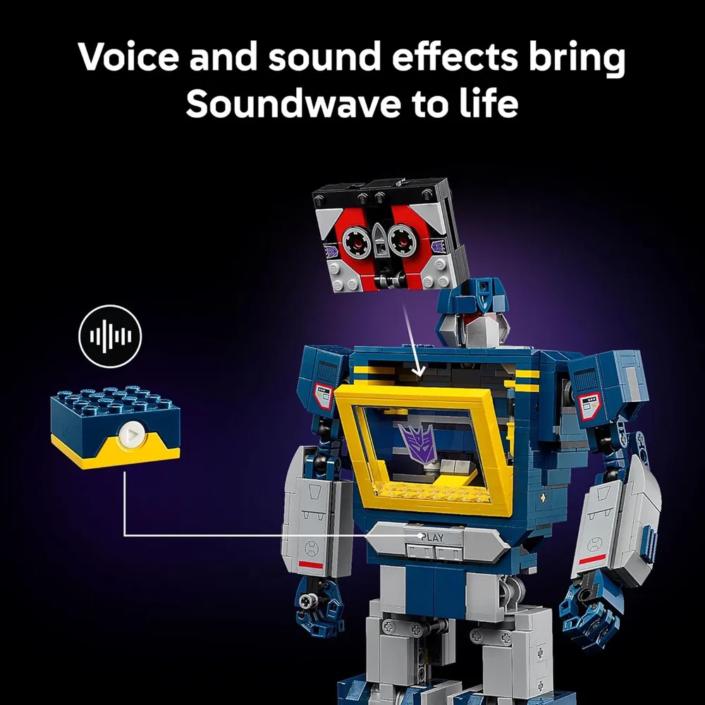 LEGO ICONS TRANSFORMERS SOUNDWAVE CON RAVAGE Y LASERBEAK