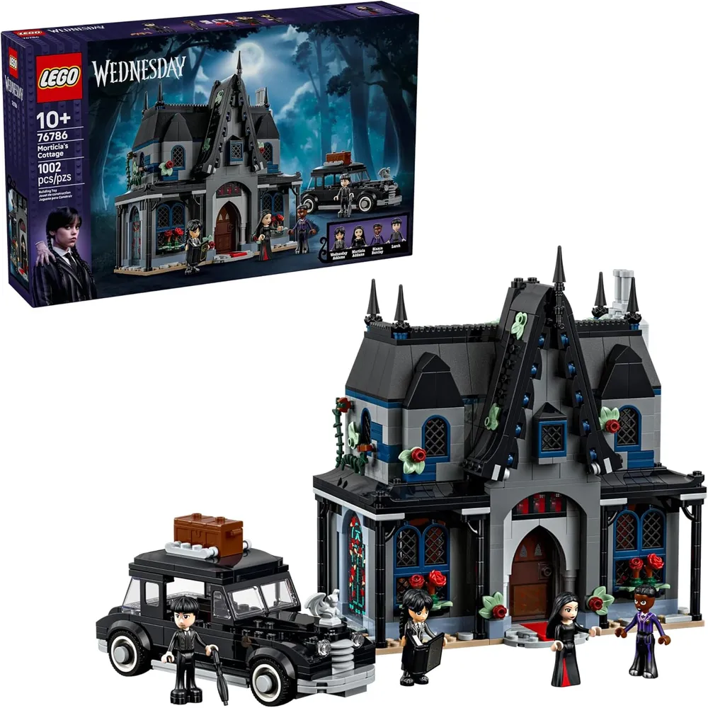 Lego Miércoles, casita de Morticia con coche y minimuñecas