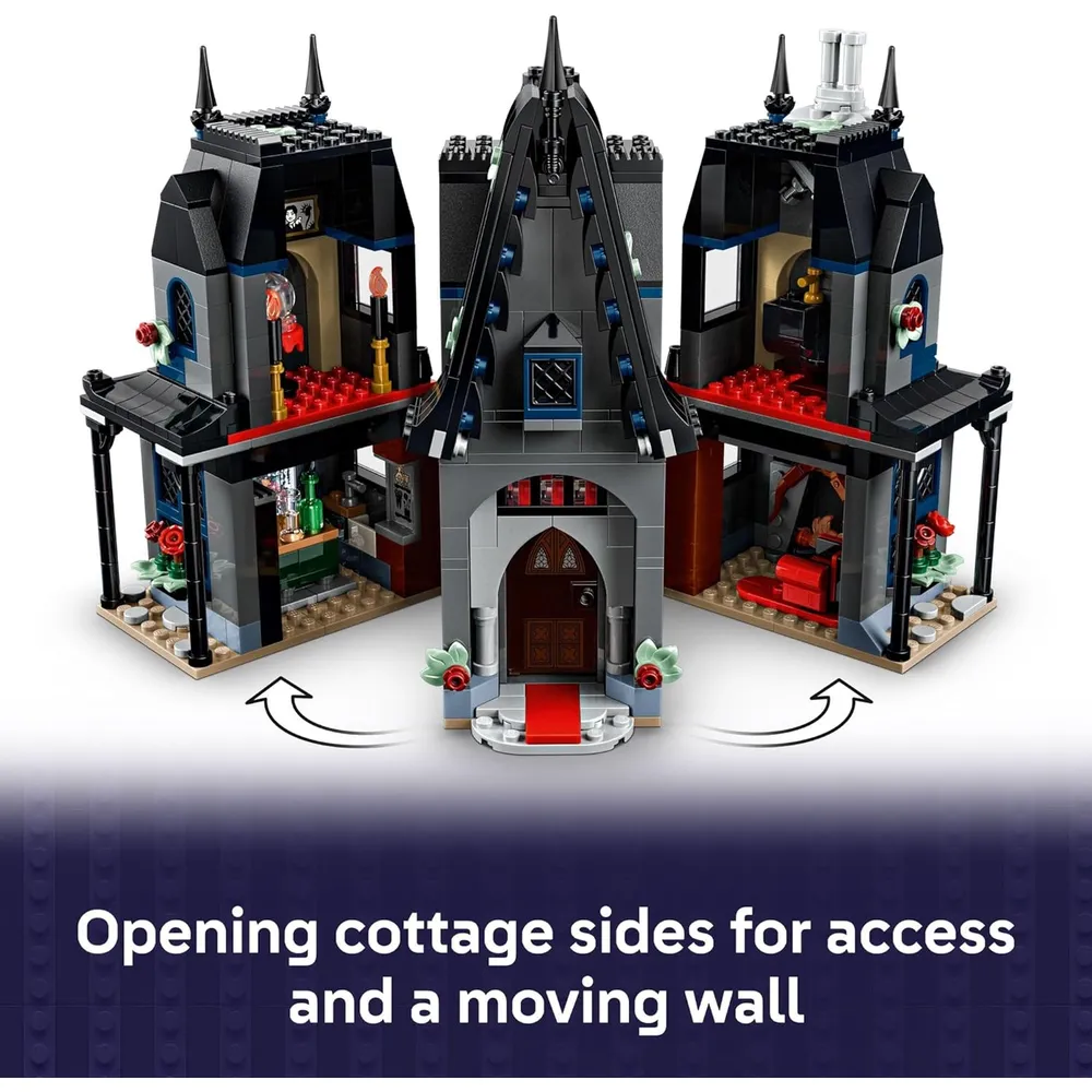 Lego Miércoles, casita de Morticia con coche y minimuñecas