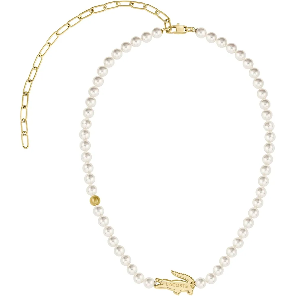 COLLAR LACOSTE MATCHPOINT PERLAS DE CRISTAL UNISEX | DORADO