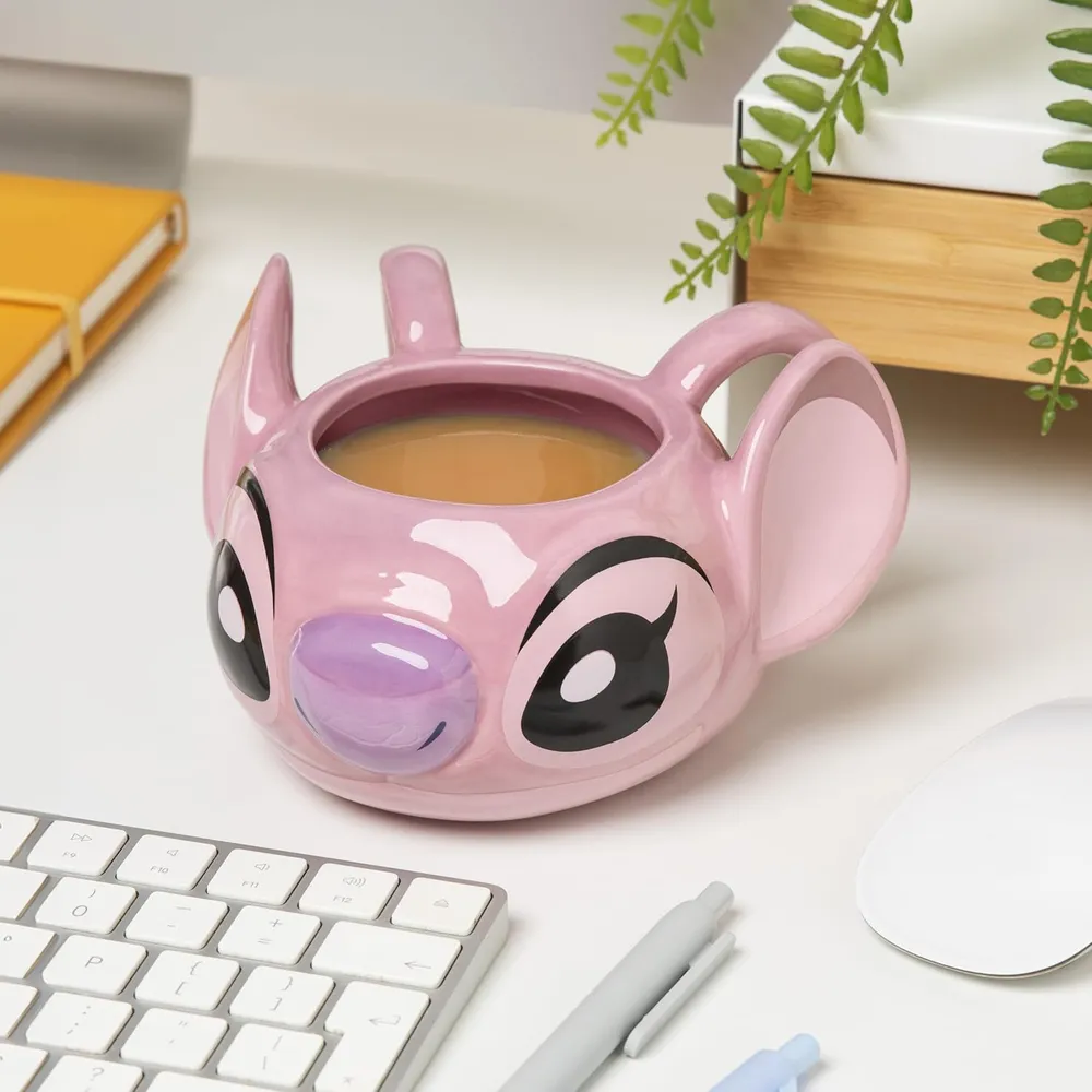 Paladone Disney Lilo & Stitch Angel, taza 3D 15 oz / 444 ml oficial