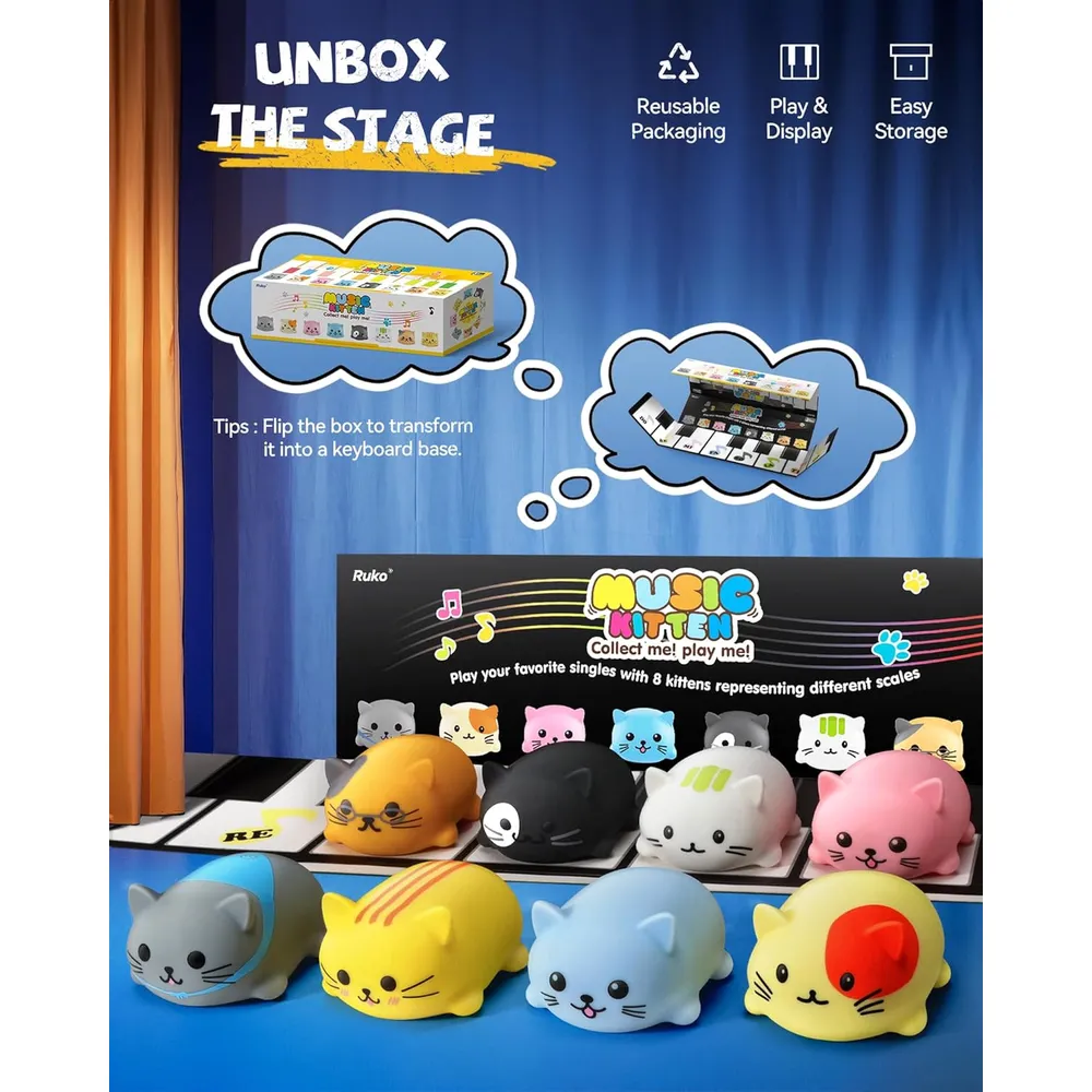 Ruko 1701 teclado musical infantil con forma de gato y sonidos de maullido