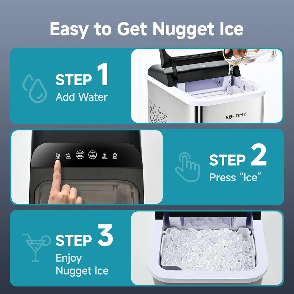EUHOMY IMN1010-UL MÁQUINA DE HIELO SÓNICO DE ENCIMERA 35 LB/24H | PLATEADO