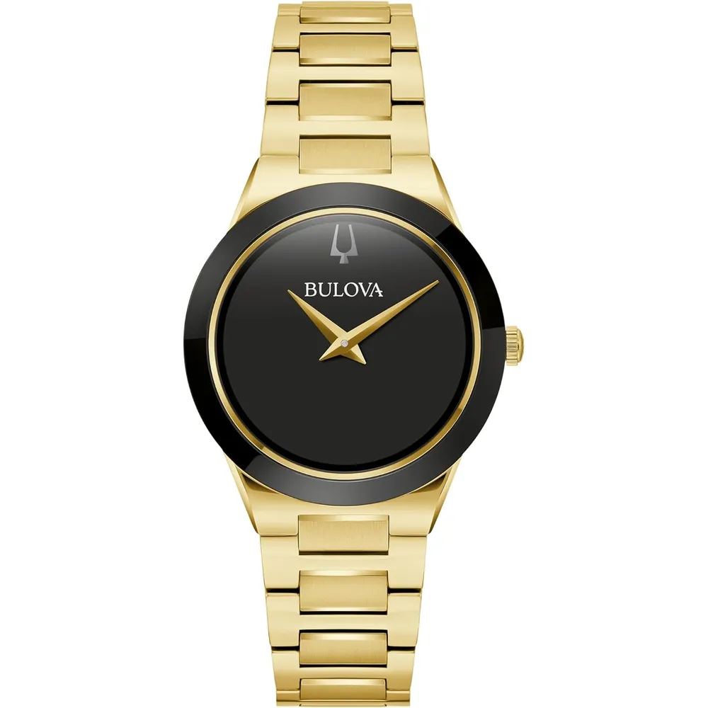 Bulova reloj Modern Millenia mujer cuarzo 2 agujas acero esfera negra | Oro