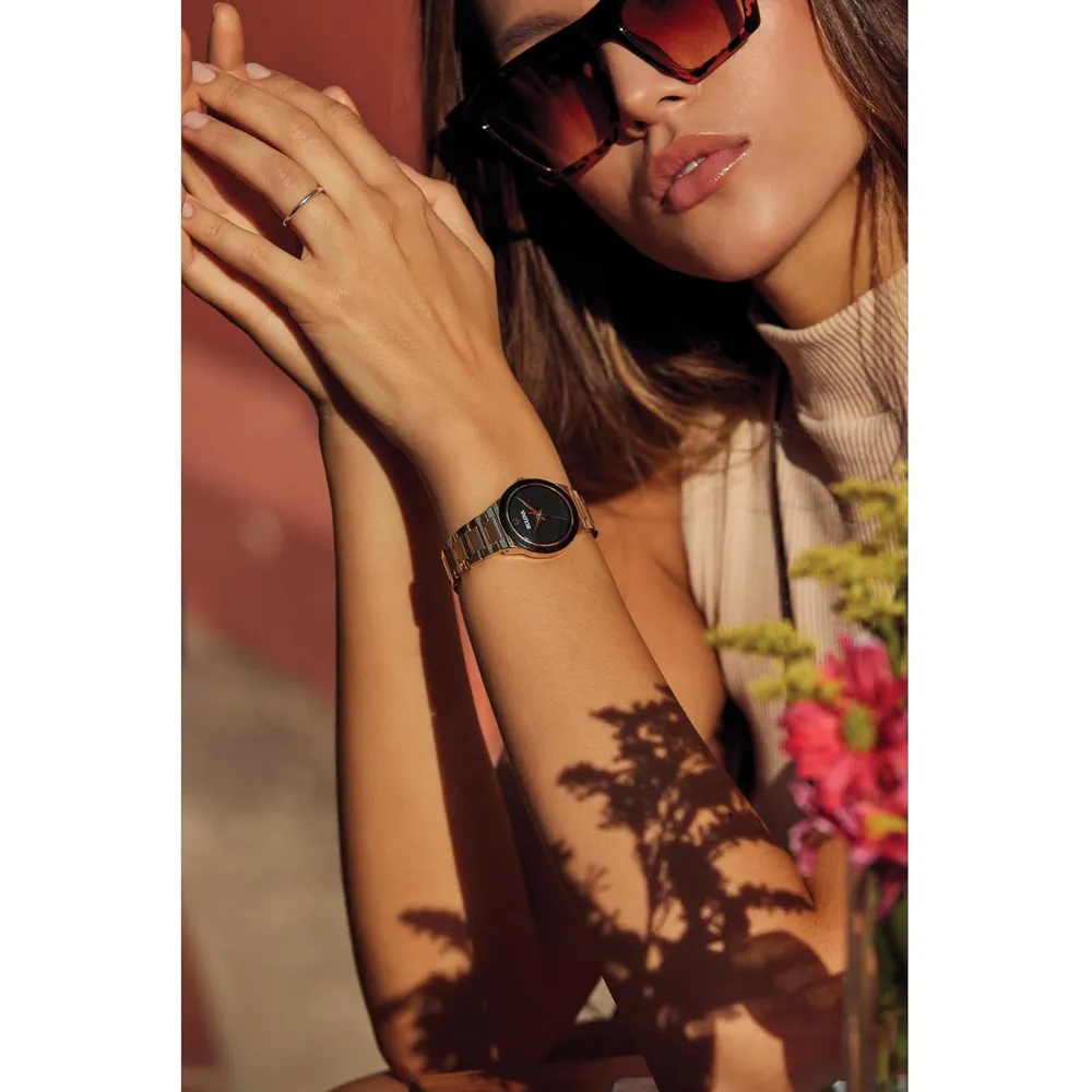 Bulova reloj Modern Millenia mujer cuarzo 2 agujas acero esfera negra | Oro