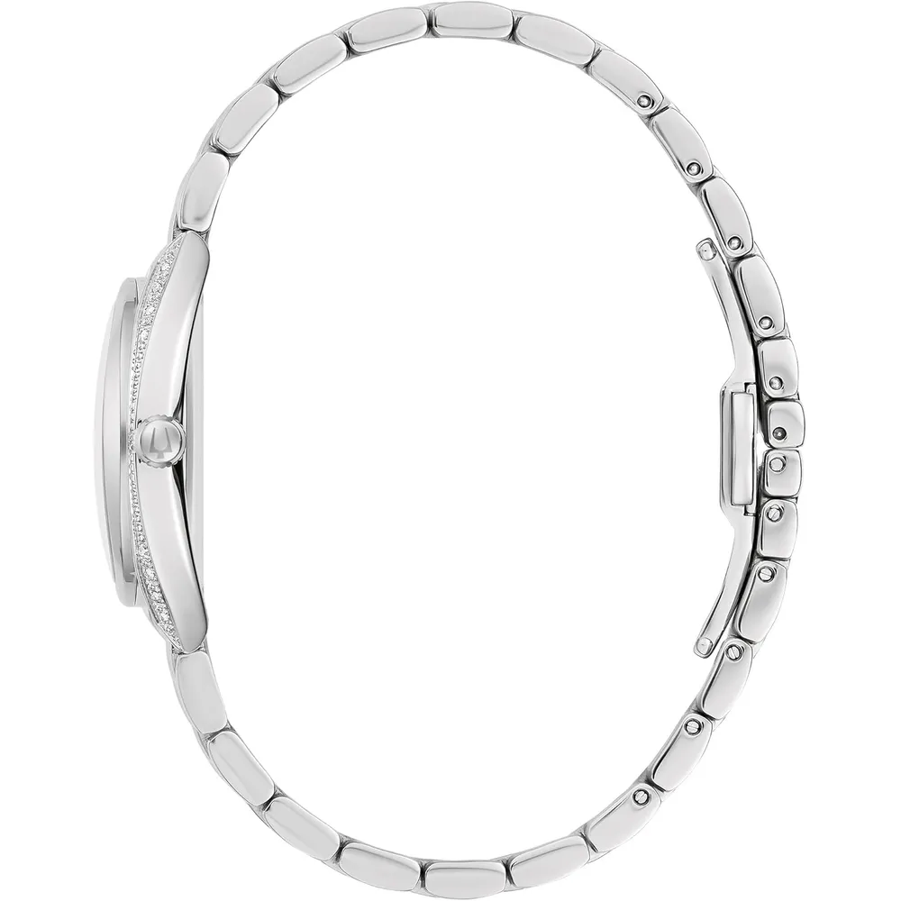 Bulova reloj clásico mujer cuarzo 2 agujas diamantes acero | Plata
