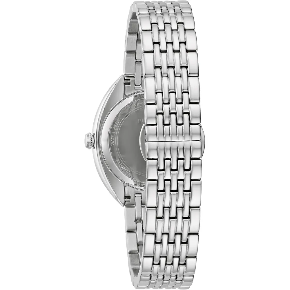 Bulova reloj clásico mujer cuarzo 2 agujas diamantes acero | Plata