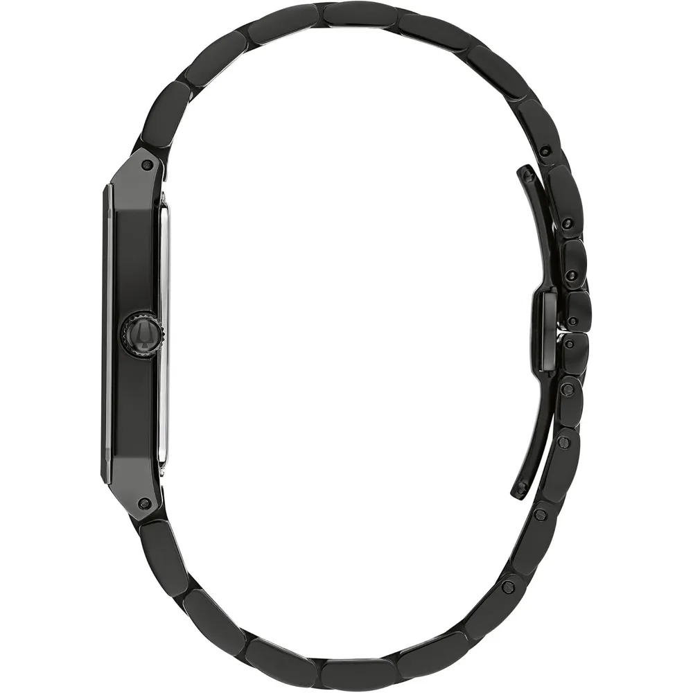Bulova reloj moderno de hombre cuarzo 3 agujas diamantes acero inoxidable | Negro