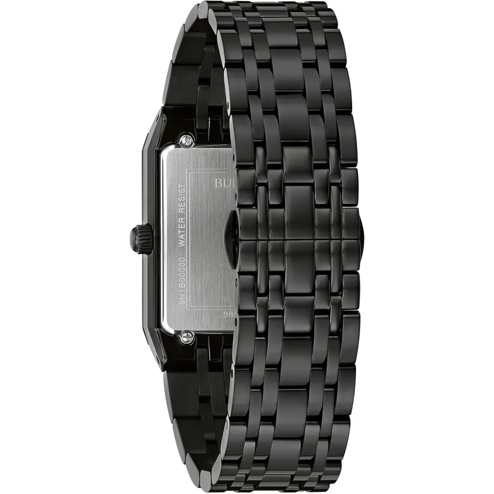 Bulova reloj moderno de hombre cuarzo 3 agujas diamantes acero inoxidable | Negro