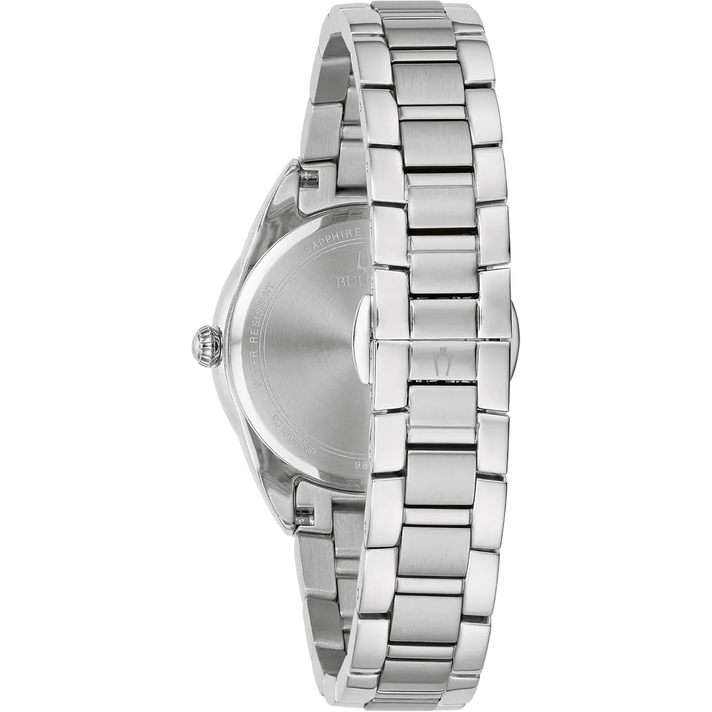 Bulova reloj clásico Sutton mujer cuarzo 3 agujas bisel diamantes nácar | Plata