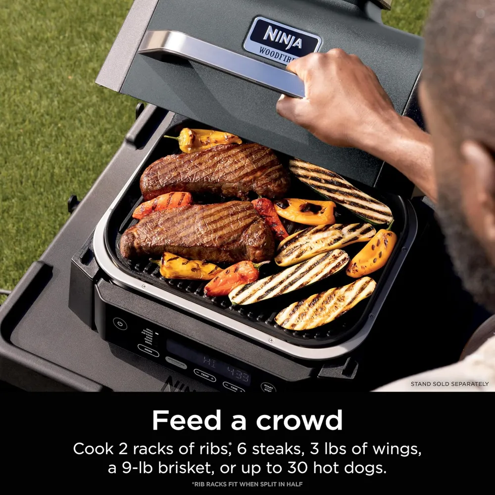 NINJA WOODFIRE OG321, PARRILLA Y AHUMADOR 6 EN 1, | NEGRO