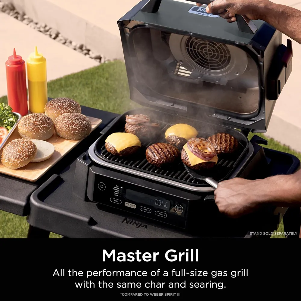 NINJA WOODFIRE OG321, PARRILLA Y AHUMADOR 6 EN 1, | NEGRO