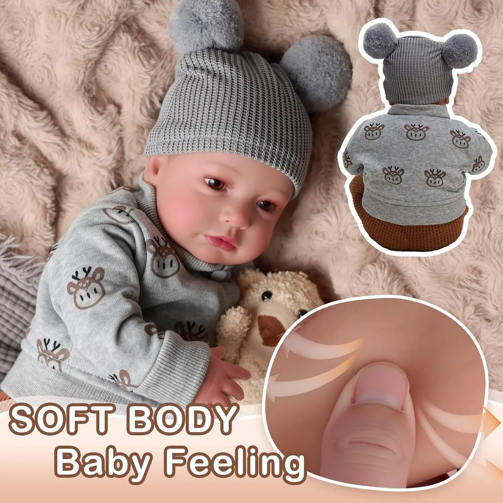 Babeside Muñeca Bebé Reborn 17" / 43 cm con Cuerpo de Tela y Accesorios