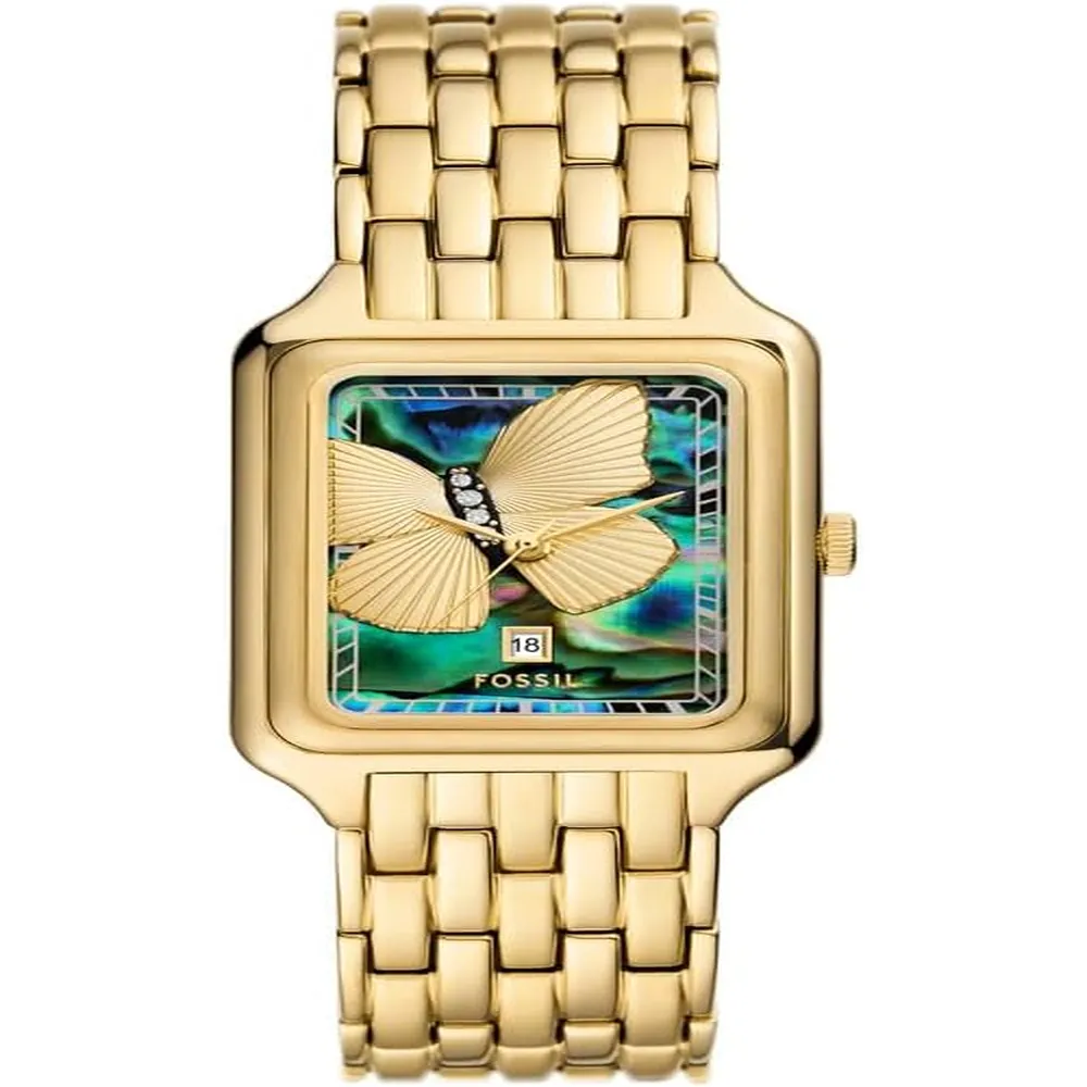 Fossil reloj de cuarzo Raquel para mujer, acero inoxidable | Mariposa Oro