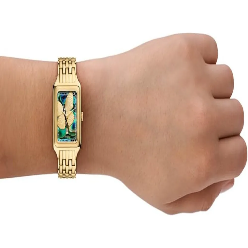 Fossil reloj de cuarzo Raquel para mujer, acero inoxidable | Mariposa Oro